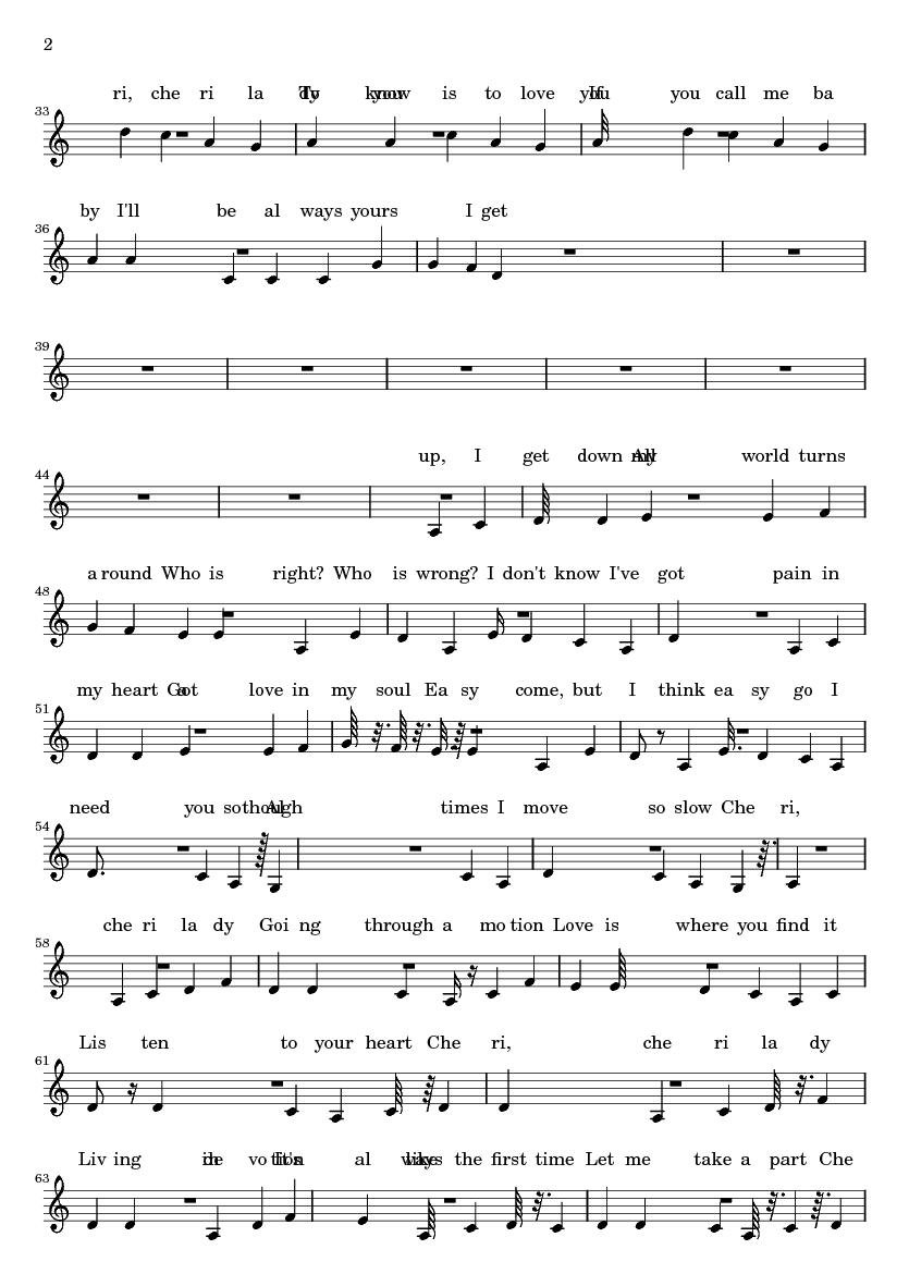 Sheet nhạc Cheri Cheri Lady 2